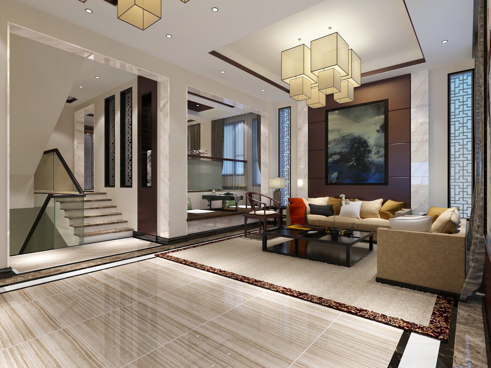 中式風格五居室裝修效果圖317平米90萬中式風格五居室裝修案例大全-蘇州裝修設計